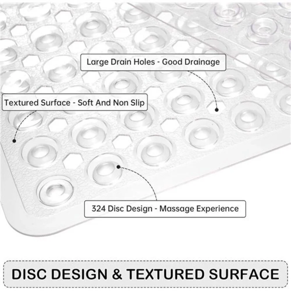 Non Slip Bathtub Shower Mat Extra Large Suction Cup Bath Mat Machine Washable